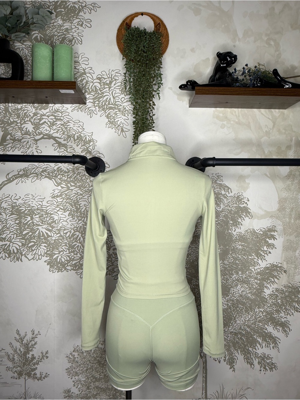 Light Green Zip-Front Athletic Jacket - Picture 2 of 4